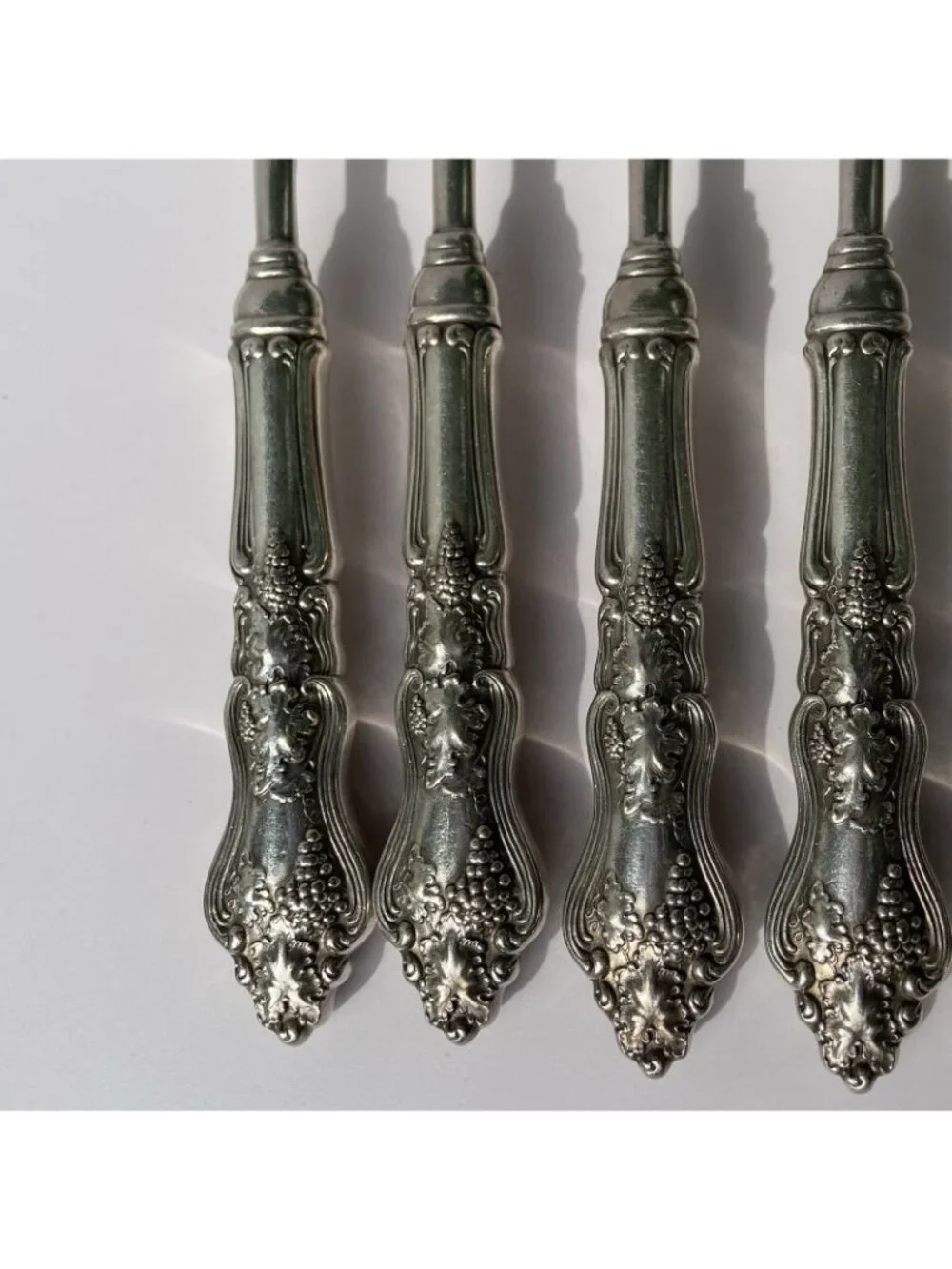 Moselle Hollow Handle Dinner Fork Lot 6 International Silver 7.5” Grapes Leaves